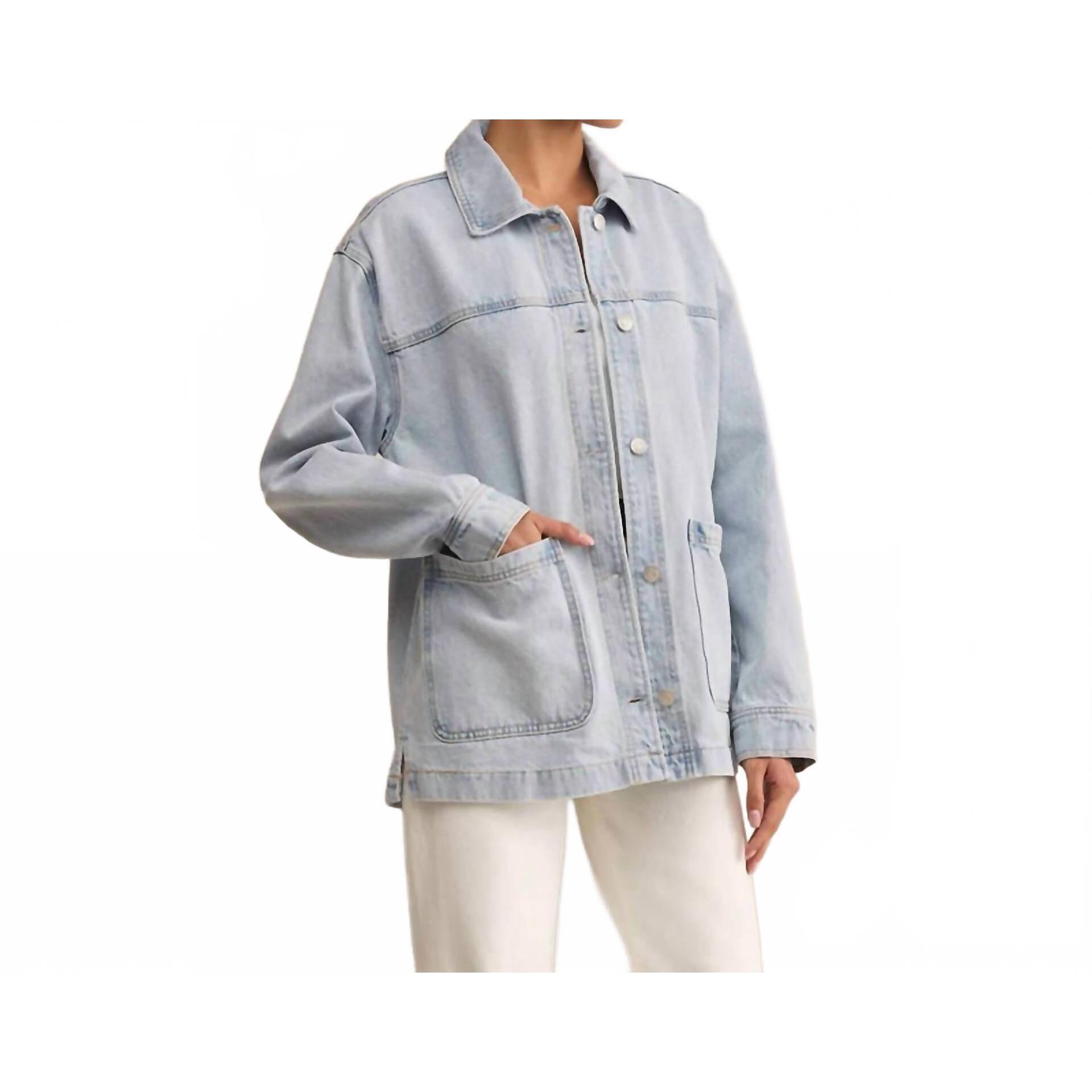 New Z Supply On The Road Denim Jacket In Faded Indigo